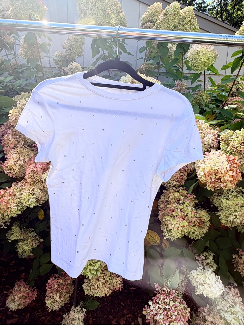 White Embellished Crewneck T-Shirt - Women's